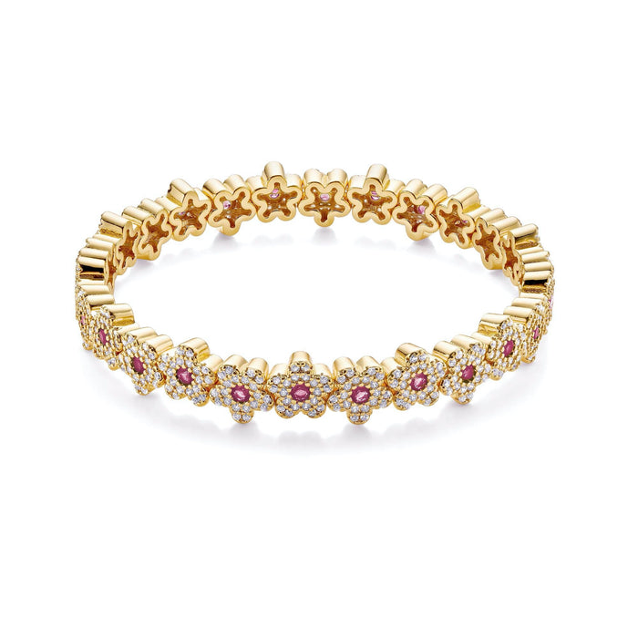 The Pavé Flower Bracelet (Ruby)