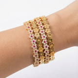 The Pavé Flower Bracelet (Ruby)