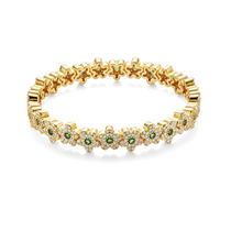 The Pave Flower Bracelet with emerald stones, Bloom Jewelry