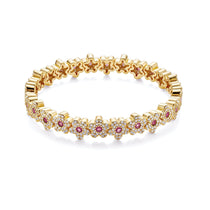 The Pave Flower Bracelet with ruby stones, Bloom Jewelry